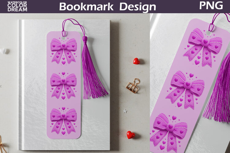 Valentine Bow Bookmarks | Love Heart Bookmark example image 1