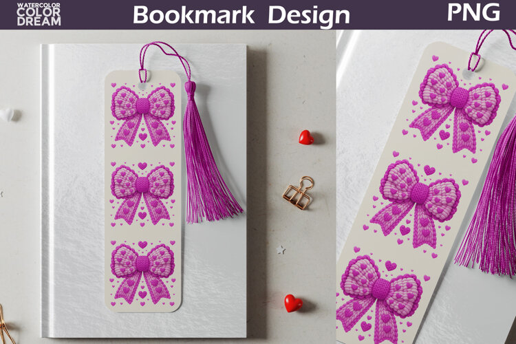 Valentine Bow Bookmarks | Love Heart Bookmark example image 1
