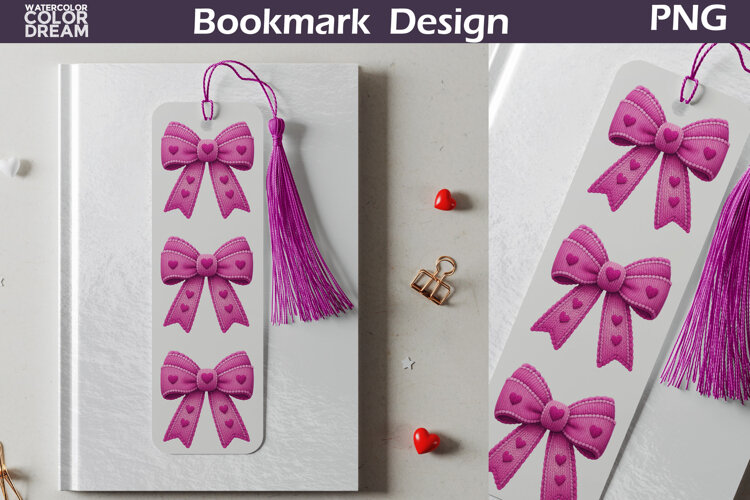 Valentine Bow Bookmarks | Love Heart Bookmark example image 1