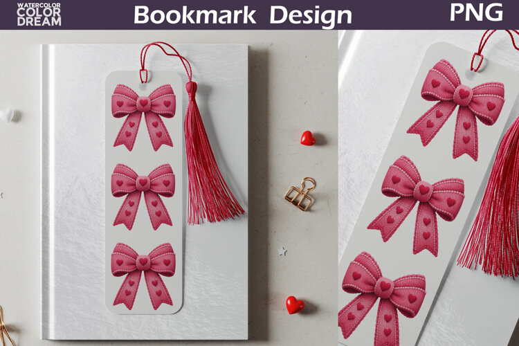 Valentine Bow Bookmarks | Love Heart Bookmark example image 1