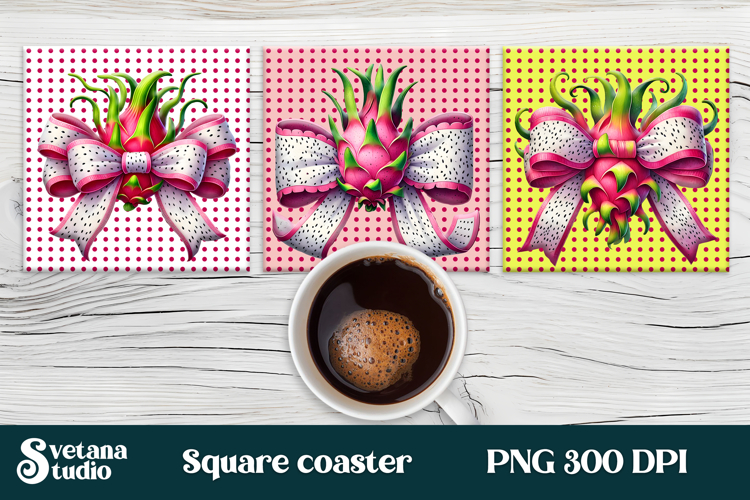 Fruit bow square coaster |Summer bow coaster PNG example image 1