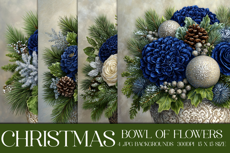 Christmas Background, Christmas Floral Bowl Backgrounds, s4