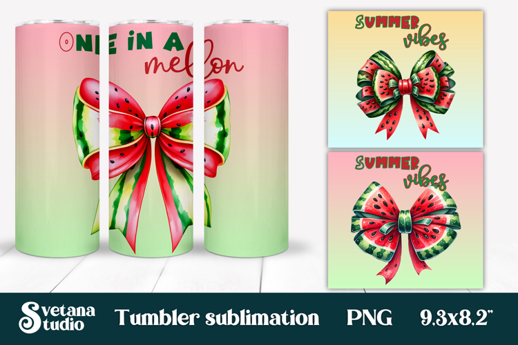 Watermelon bow tumbler wrap | Summer tumbler sublimation