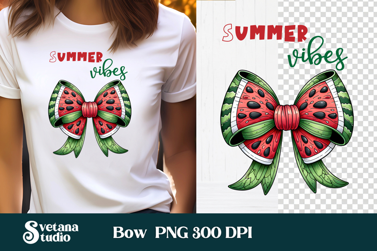 Summer watermelon bow clipart PNG | Summer sublimation