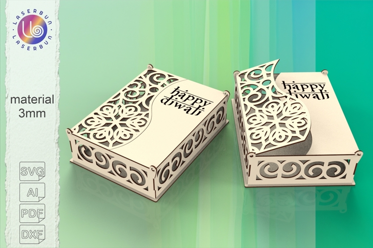 Happy Diwali Box Laser Cut Decorative Design with Engraving
