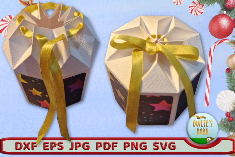 Octagonal Box with Snowflake Decorations