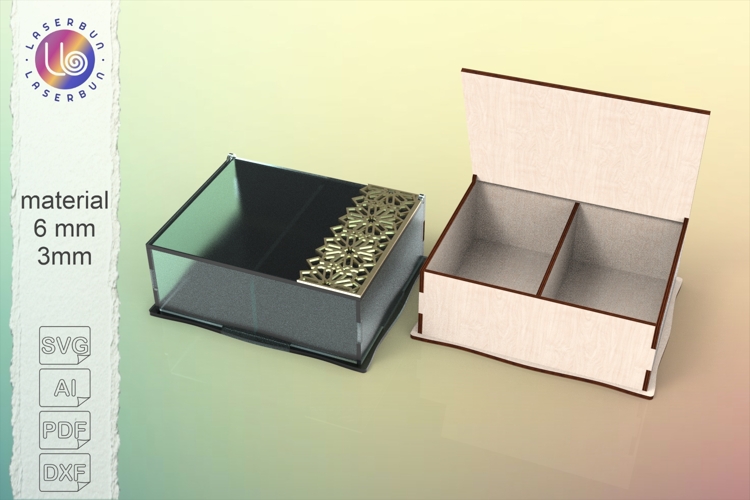 Decorative Storage Box With Dividers, Arabic Ornament Laser