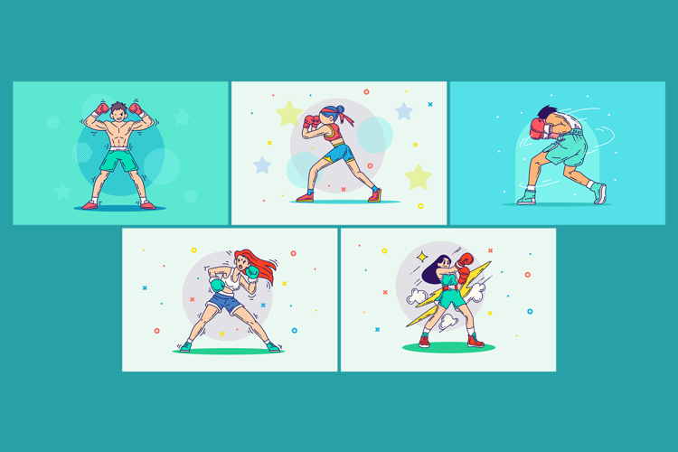 Boxing Sport Training Illustrations