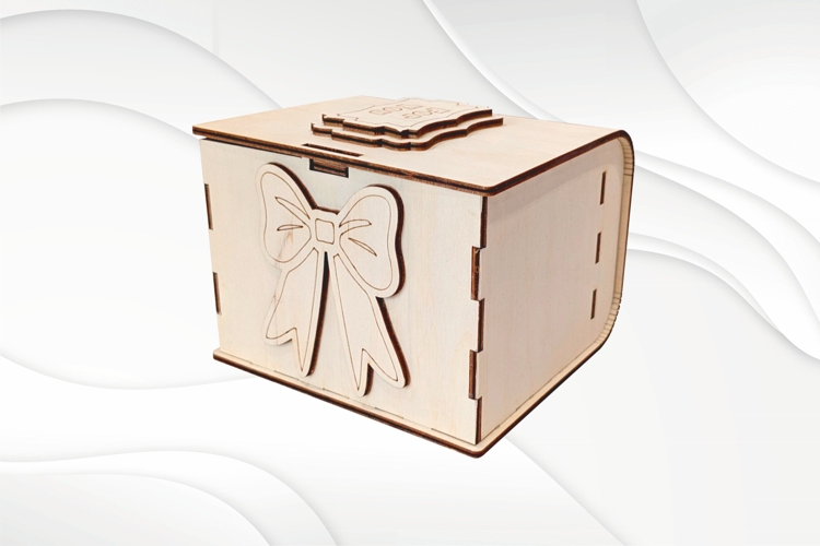 Gift box bow with lock, design laser cutting, jewelry box