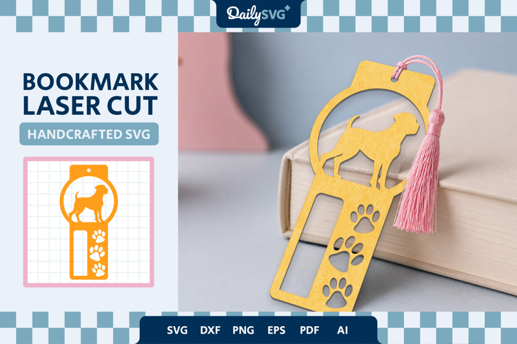 Dog Bookmark Papercut SVG Reading Cut File
