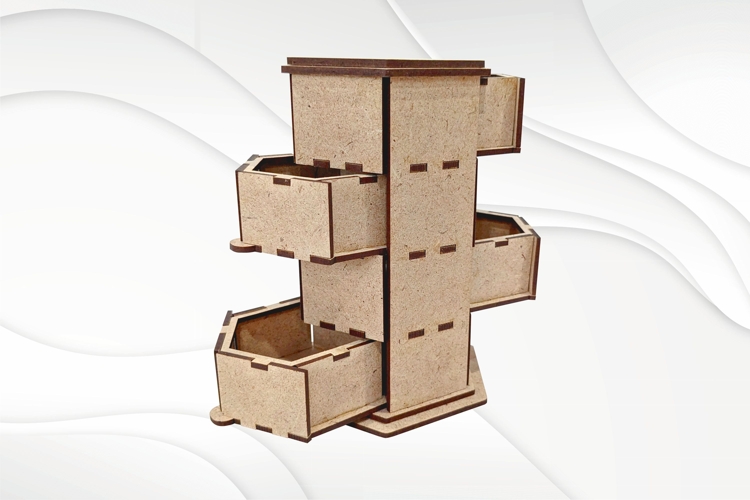 Sliding jewelry box 4 floors, design laser cutting, gift box example image 1