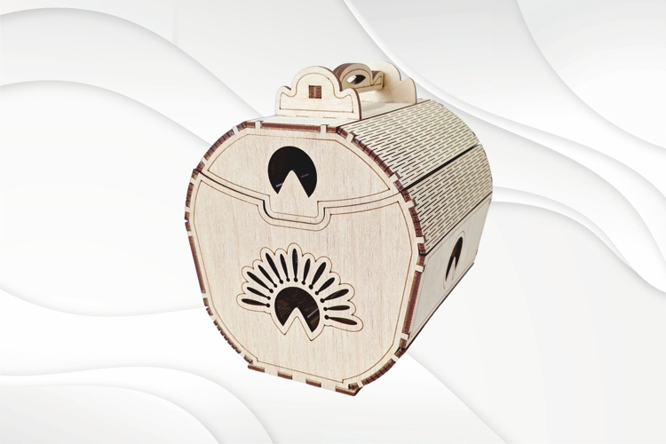 Gift jewelry box, sun design, laser cutting svg dxf template