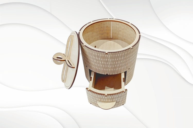 Gift jewelry box with sliding shelf, laser cut template