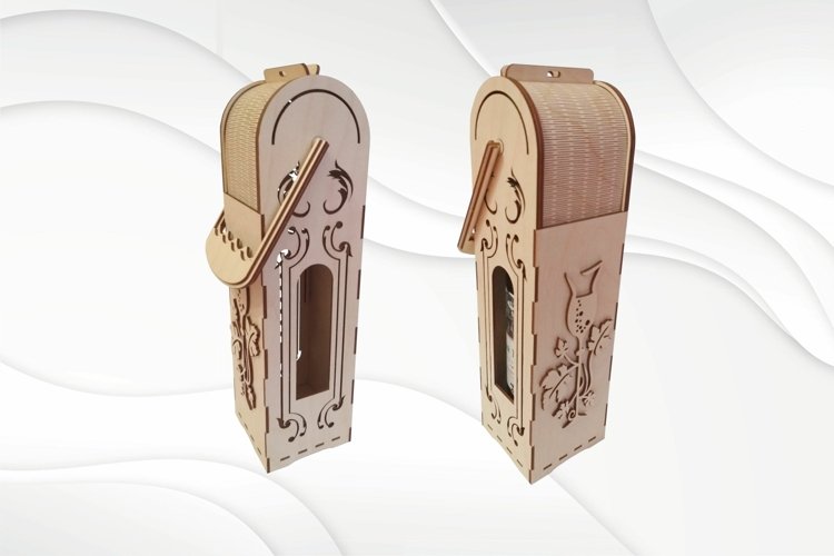 Wine box vertical, cut file for laser machines. Design laser example image 1