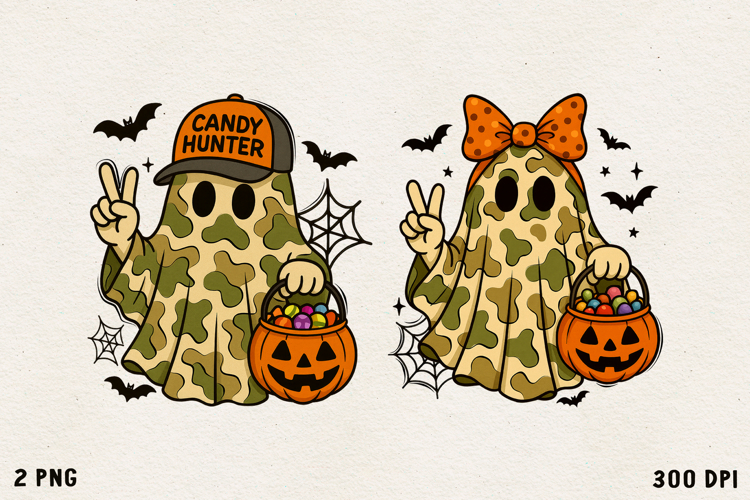 Candy Hunter Ghost Cute Halloween Camouflage Ghost PNG