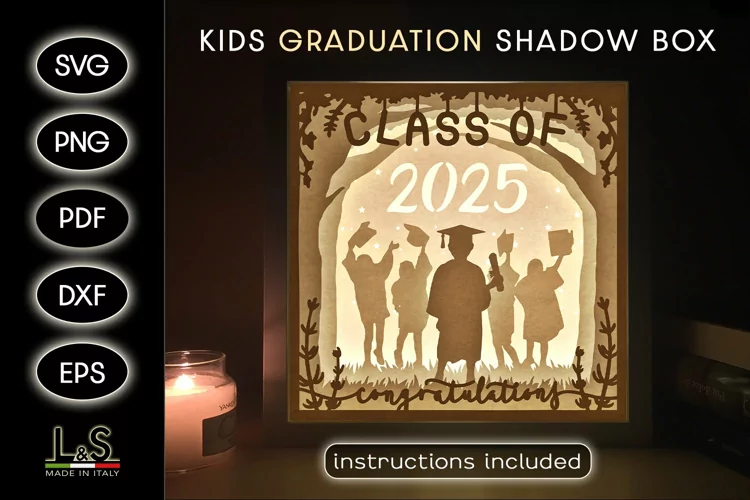 Boy Graduate Lightbox Svg | 5th Grade Graduation Shadow Box