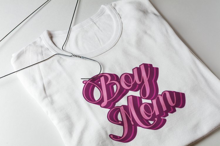 Pink 3D Boy Mom Sublimation Design example image 1