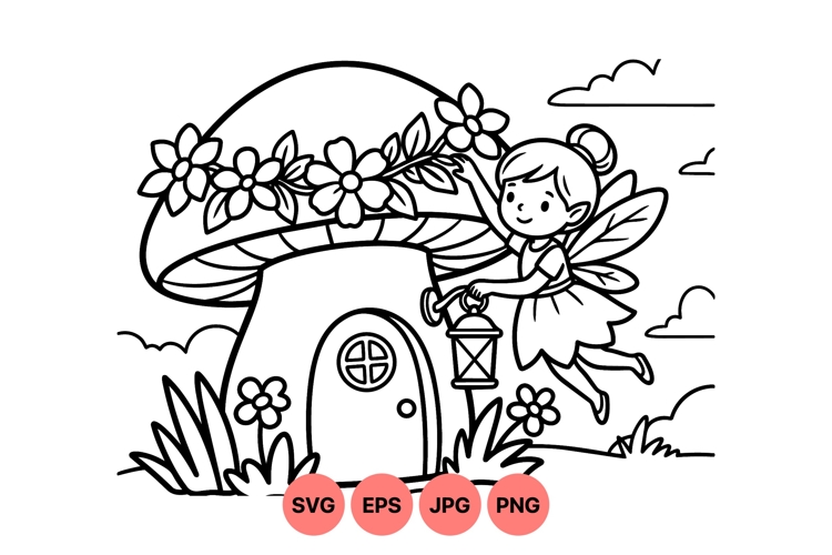 Hand Drawn Fairy Mushroom House Vector Design