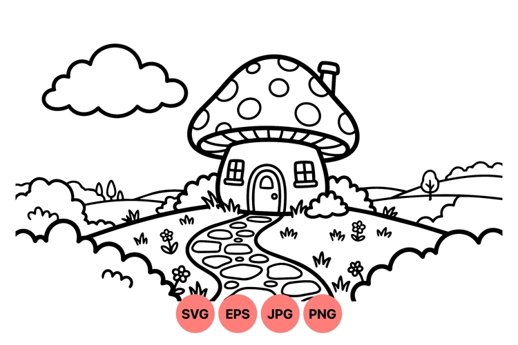 Mushroom House Drawing Image 8
