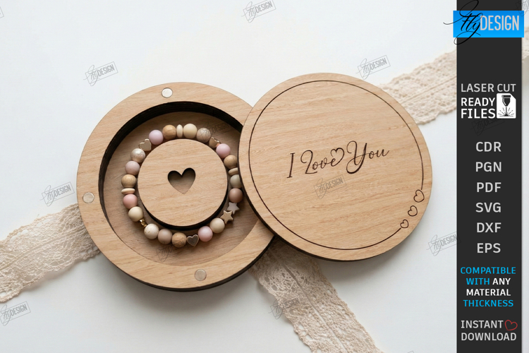 Bracelet Gift Box Laser Cut |Bracelet Holders| Romantic SVG