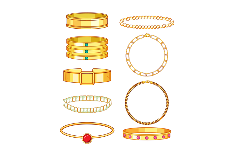 Gold bracelets collection showcasing luxury jewelry accessor
