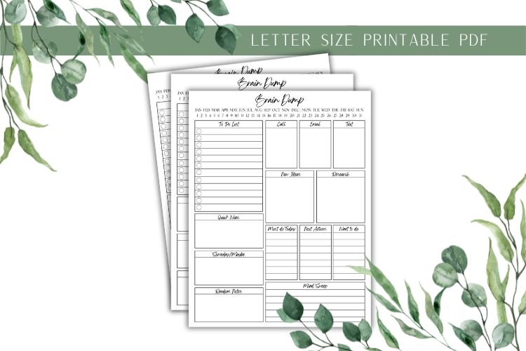 Brain Dump Printable| Letter Size PDF