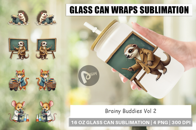 Scholarly Animals Glass Can