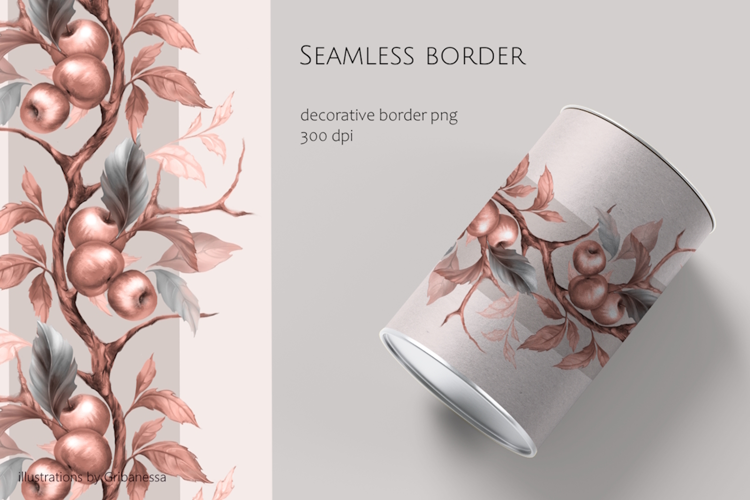 Apple branch | Decorative seamless border