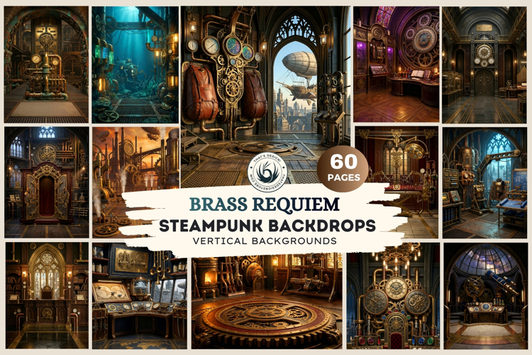 Brass Requiem Steampunk Backdrops for Junk Journals