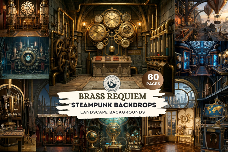 Brass Requiem Steampunk Backdrops for Junk Journals