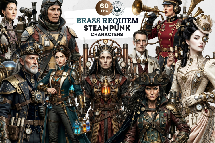 Brass Requiem Steampunk Characters for Junk Journals & POD
