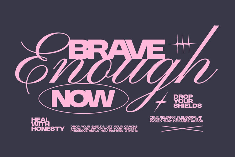 Brave Enough Aesthetic Typography Quote T shirt Design example image 1