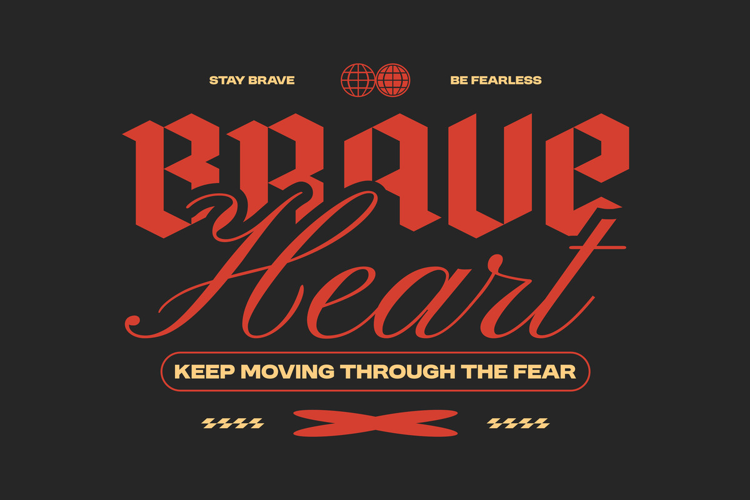 Brave Heart Streetwear Typography Quote T-shirt Design
