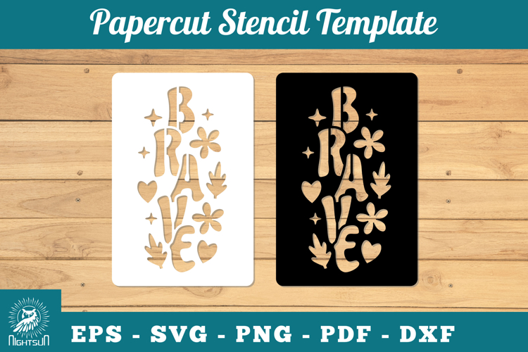 Brave Papercut Stencil SVG