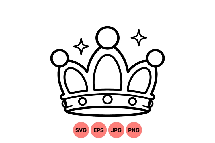 Black Line Art Crown Vector Clipart Design
