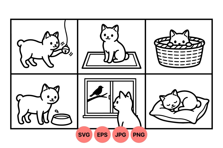 Lineart Cat Clipart For Craft Projects