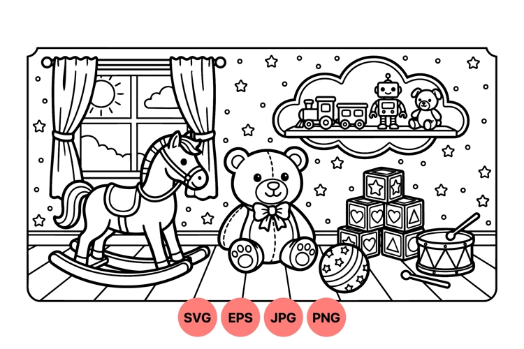 Black And White Kids Toy Clipart Illustration