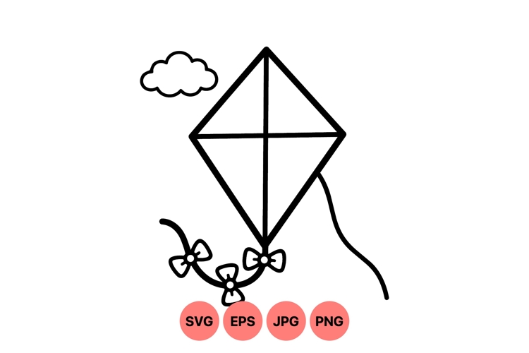 Minimalist Line Art Kite Illustration For Printables
