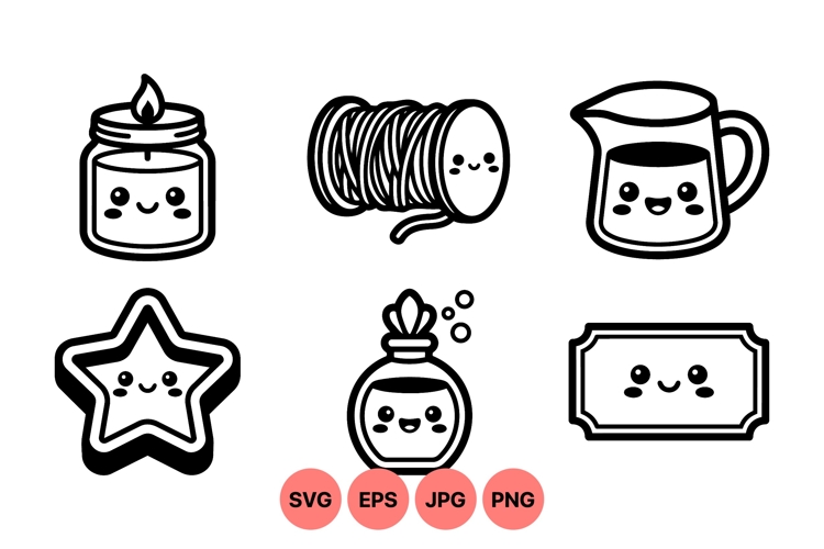 Hand Drawn Kawaii Kitchen Icon For Crafts