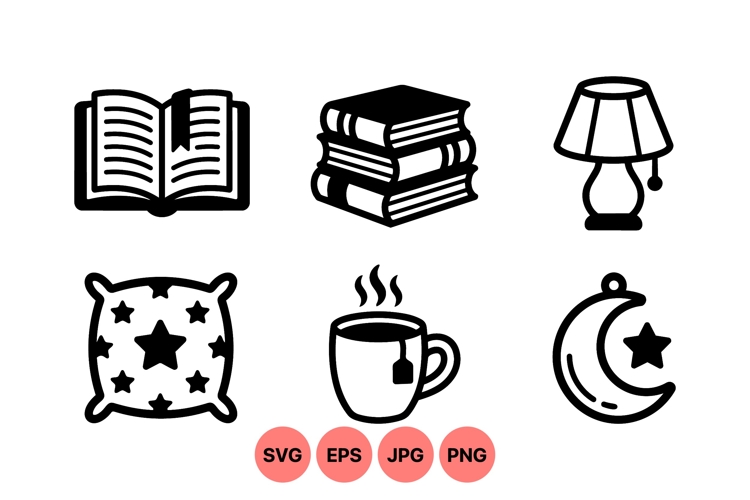 Minimalist Cozy Night Icons For Relaxation Design