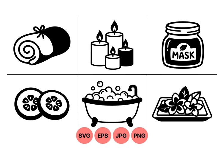 Black And White Spa Elements Clipart