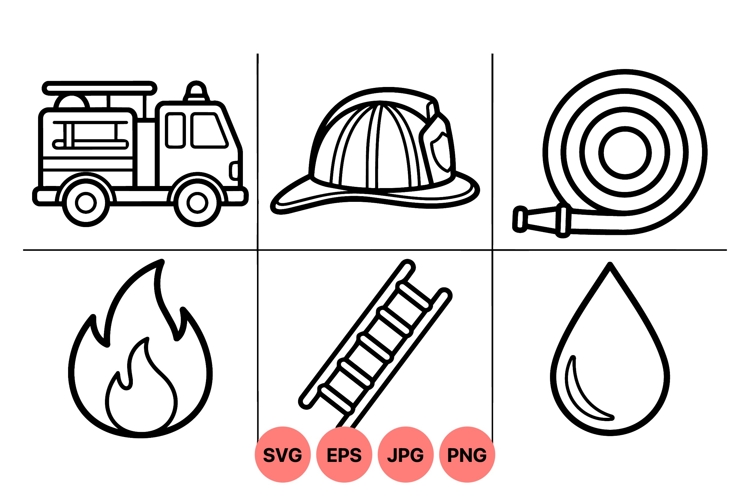 Firefighter Rescue SVG Icons For Safety Projects