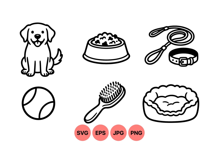 Line Art Dog Care Icons For pet Design Use