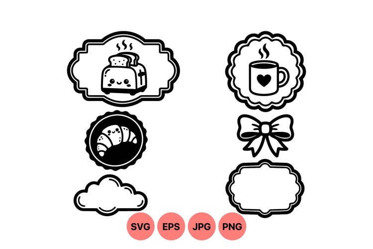 Kawaii Bakery Label Clipart For Food Packaging
