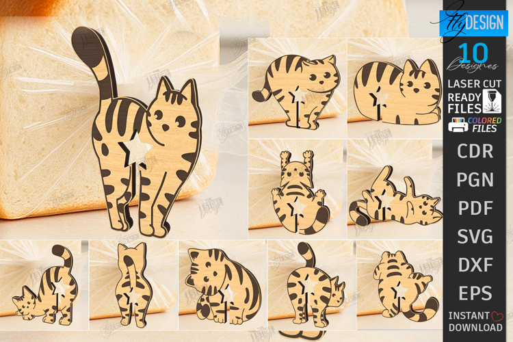 Bread Clips Laser Cut Bundle|Bread Bag Clip Holders|Cats SVG