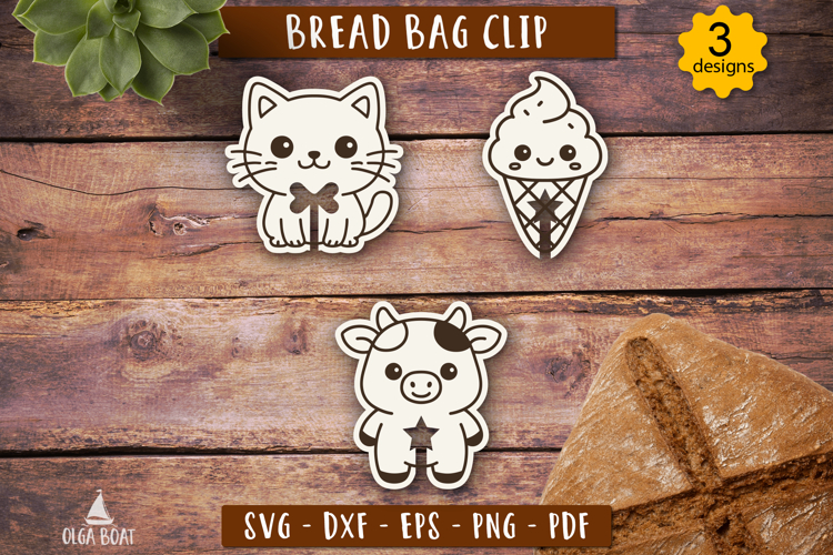 Bread bag clip Kawaii Kitchen svg Laser cut