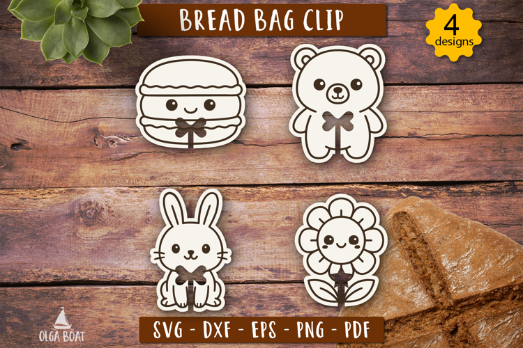 Bread bag clip Kawaii Kitchen svg Laser cut
