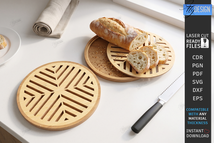 Bread Cutting Board with Crumb Tray Laser Cut | Kitchen SVG