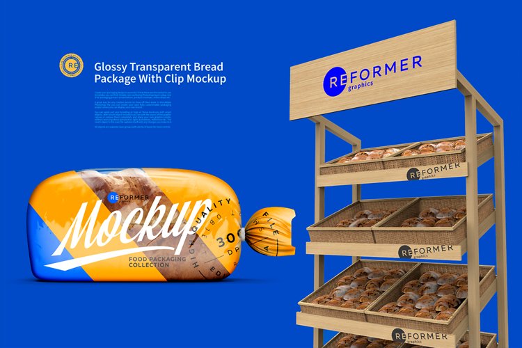 Bread Packaging and Rack Mockup example image 1