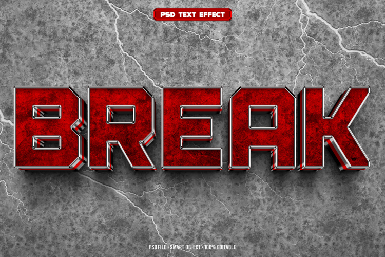 Break 3D editable text effect